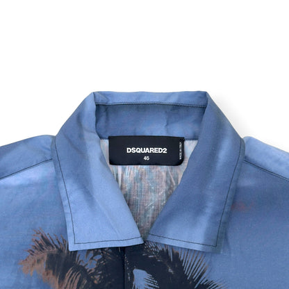 DSQUARED2 BOWLING DROPPED PALM TREE PRINT SHORT-SLEEVE SHIRT PINK / BLUE 46 / M | Medium, Multicoloured