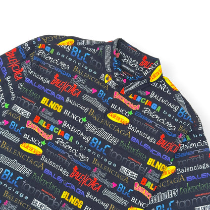 BALENCIAGA ALL OVER LOGO PRINT SHORT-SLEEVE SHIRT BLACK / MULTICOLOURED 38 / M | Medium, Black