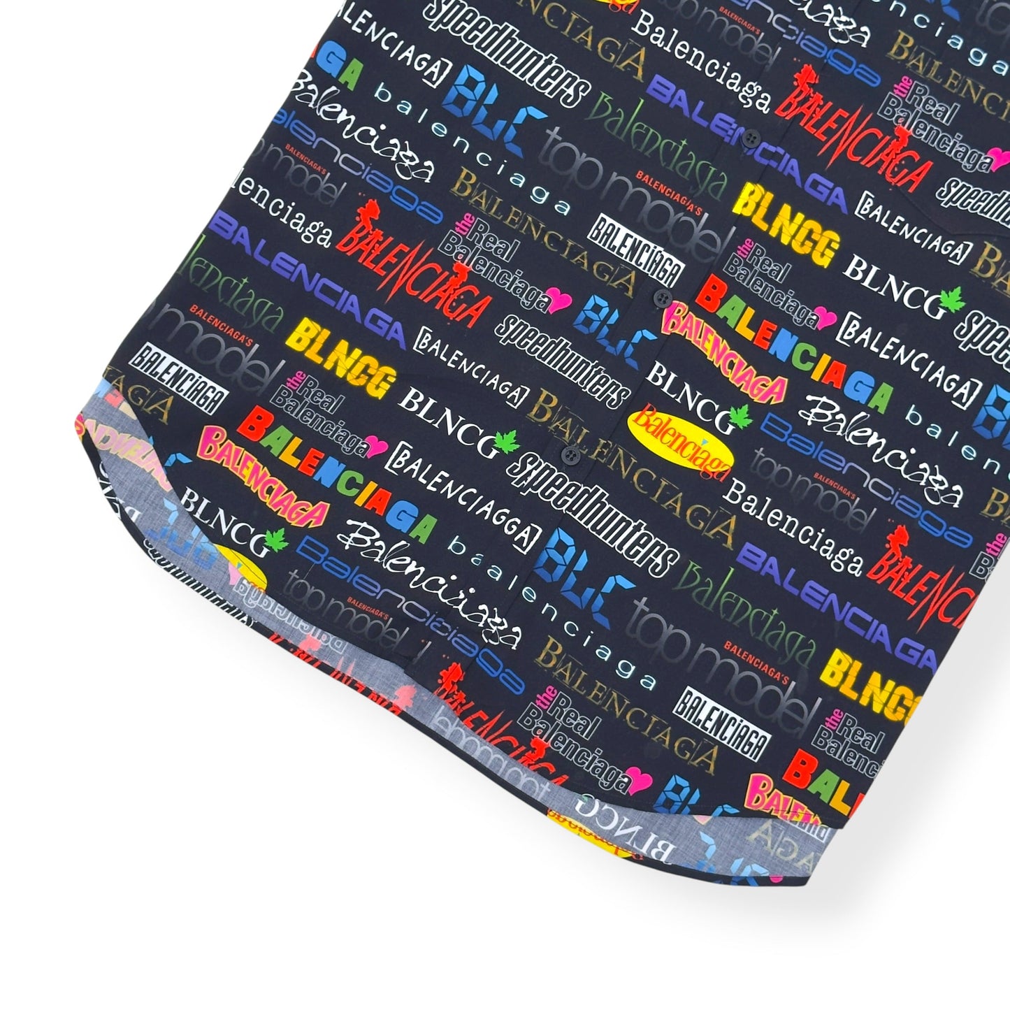 BALENCIAGA ALL OVER LOGO PRINT SHORT-SLEEVE SHIRT BLACK / MULTICOLOURED 38 / M | Medium, Black