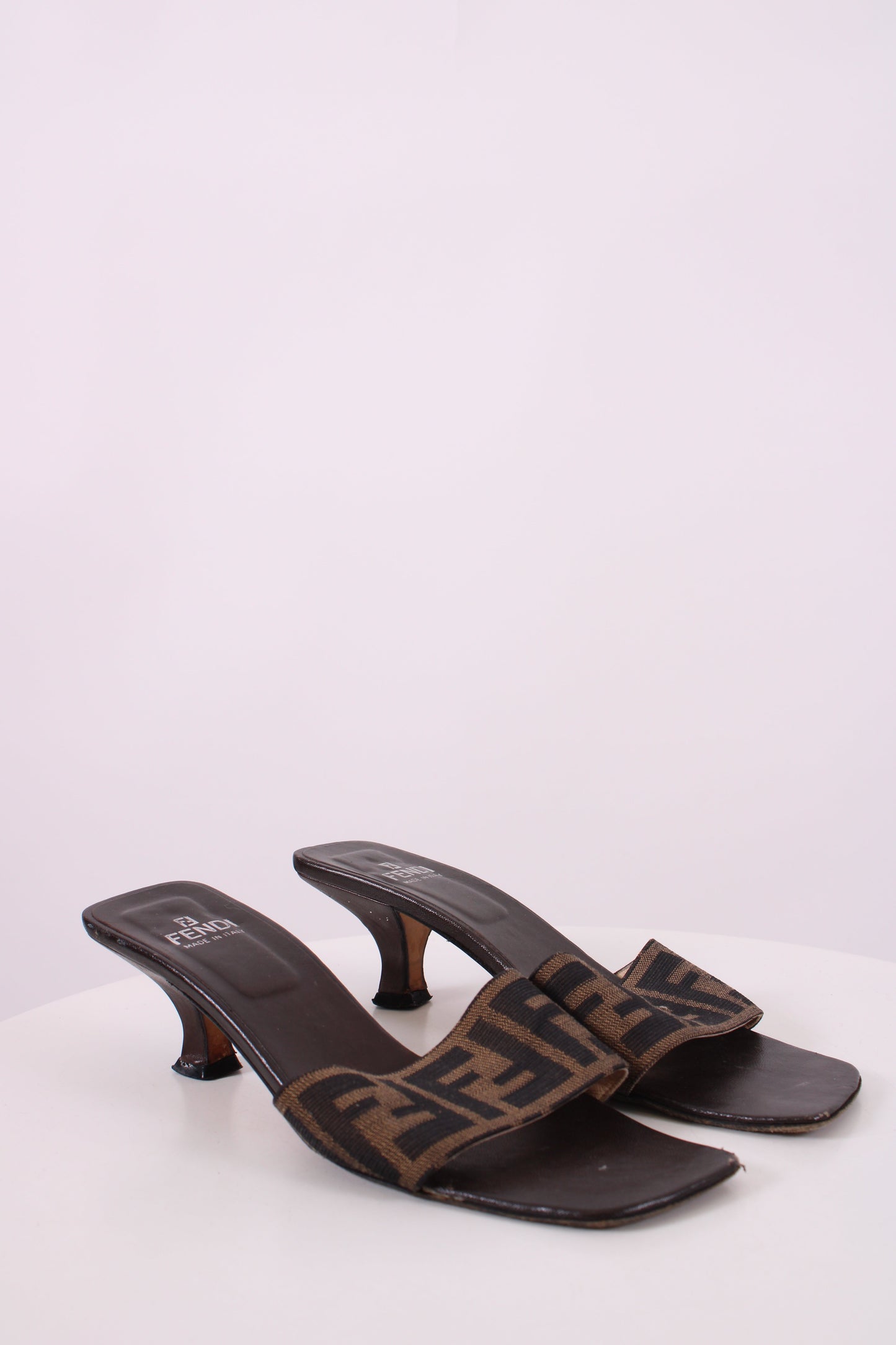 Fendi Zucca Print Logo Mule Heels Brown 36.5 | O/S, Brown