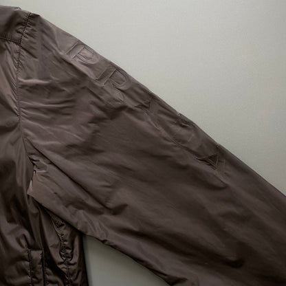 Prada Sport Brown 2007 Sleeve Spellout Nylon Hooded Windbreaker Jacket | X-Large, Brown
