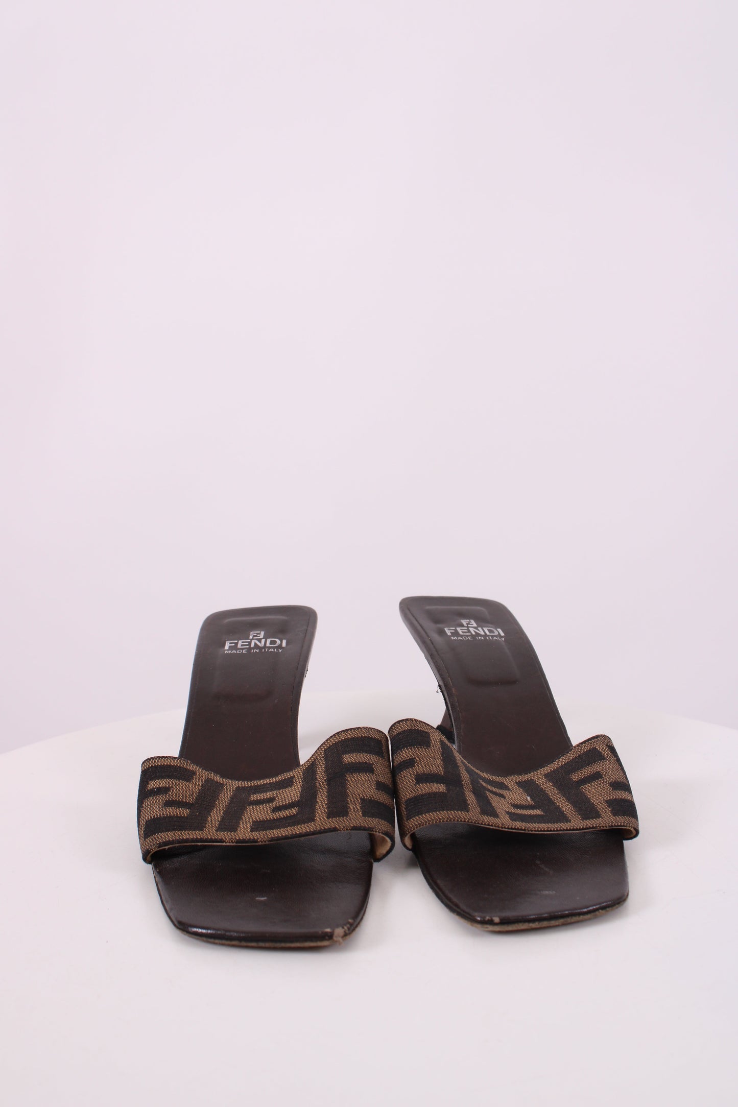 Fendi Zucca Print Logo Mule Heels Brown 36.5 | O/S, Brown