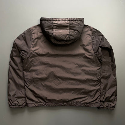 Prada Sport Brown 2007 Sleeve Spellout Nylon Hooded Windbreaker Jacket | X-Large, Brown