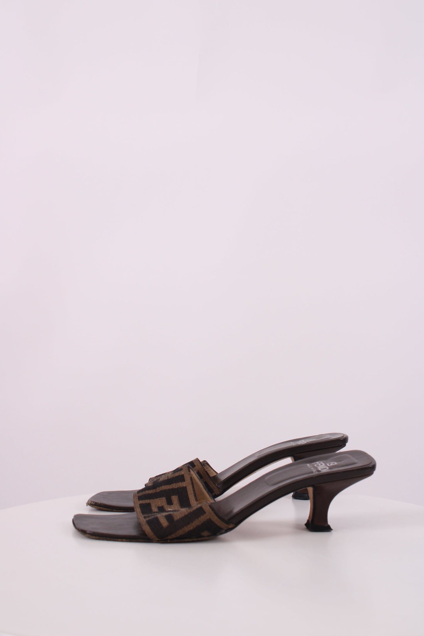 Fendi Zucca Print Logo Mule Heels Brown 36.5 | O/S, Brown