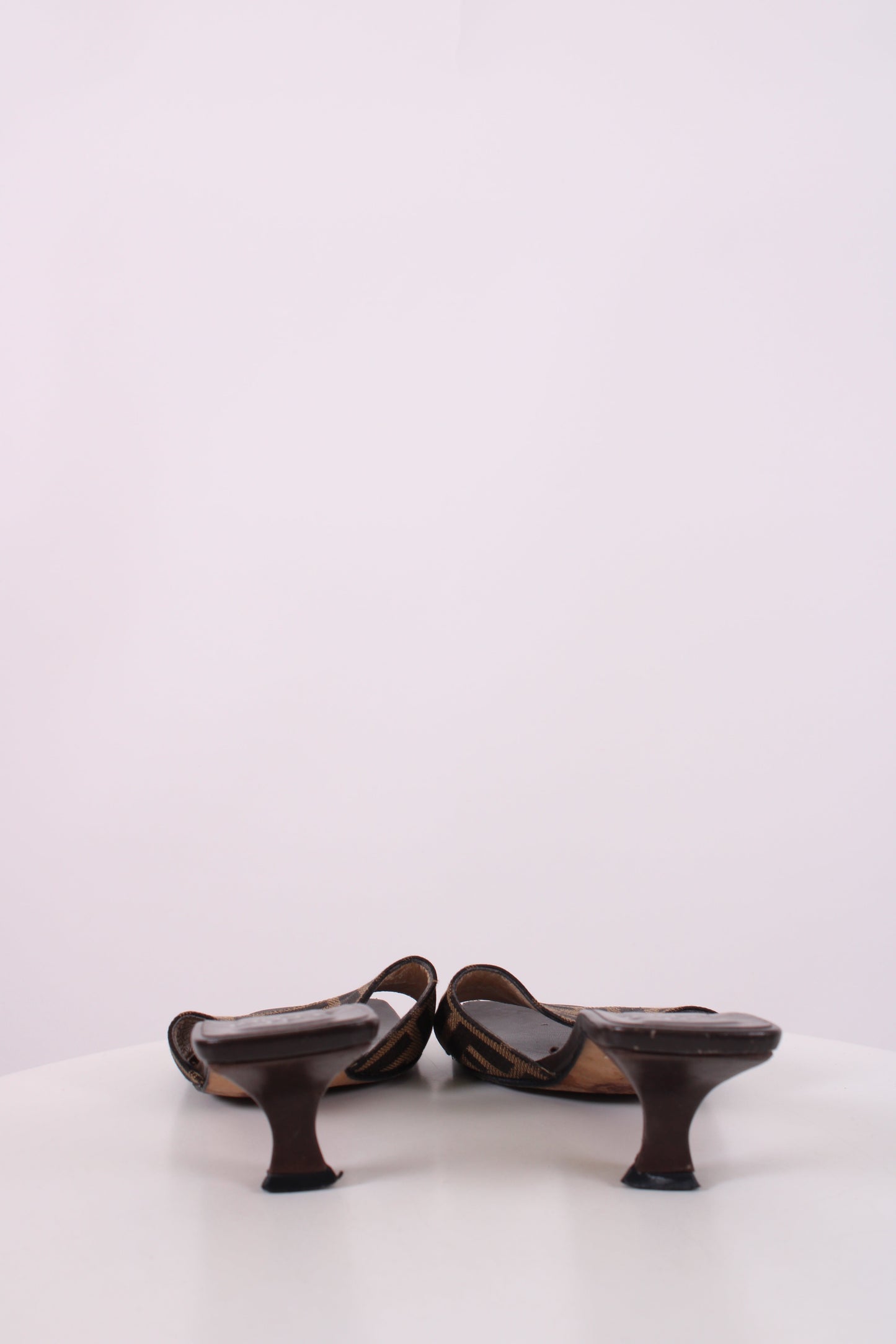 Fendi Zucca Print Logo Mule Heels Brown 36.5 | O/S, Brown