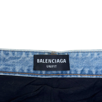 BALENCIAGA SPORTY B TRACKSUIT DENIM HYBRID JEANS BLUE / RED M | Medium, Blue