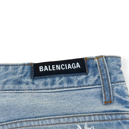 BALENCIAGA SPORTY B TRACKSUIT DENIM HYBRID JEANS BLUE / RED M | Medium, Blue