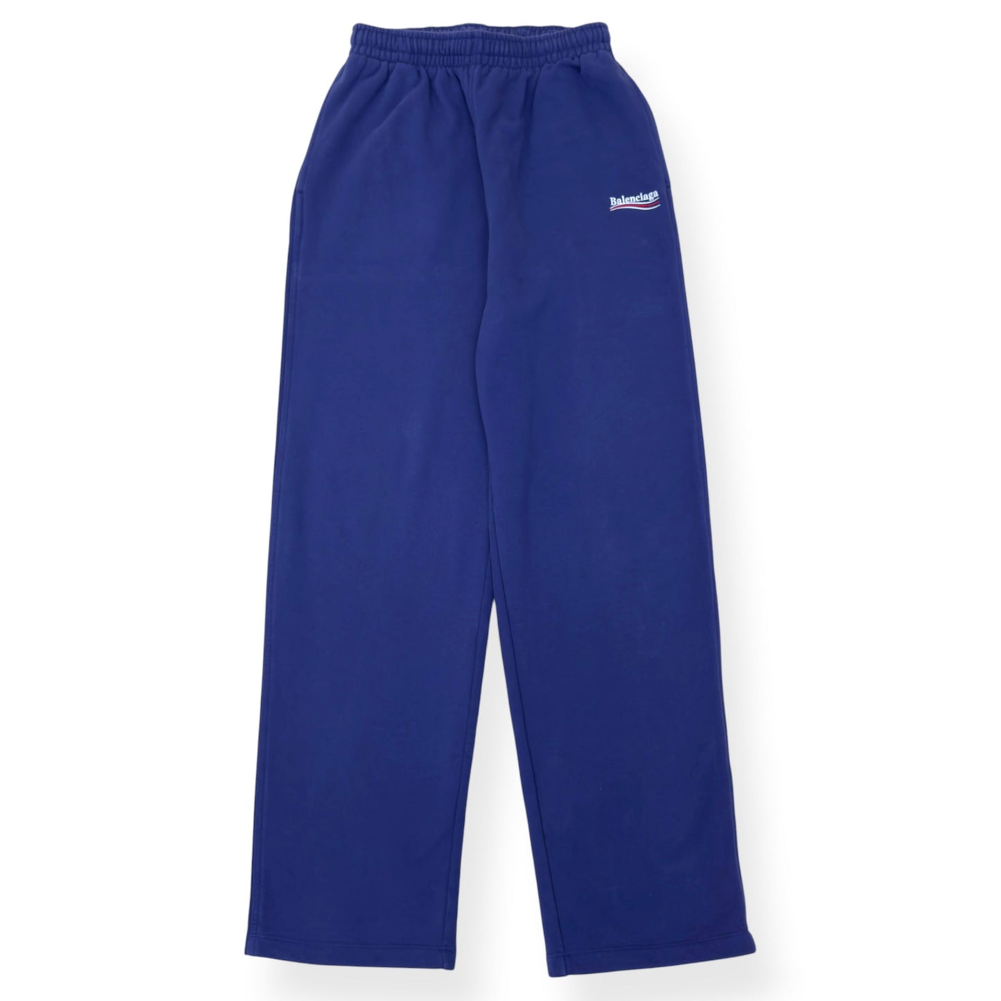 BALENCIAGA OVERSIZED POLITICAL LOGO SWEATPANTS BLUE XS | XS, Blue