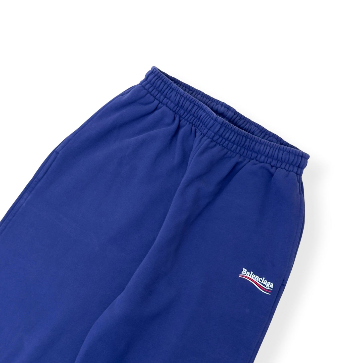 BALENCIAGA OVERSIZED POLITICAL LOGO SWEATPANTS BLUE XS | XS, Blue