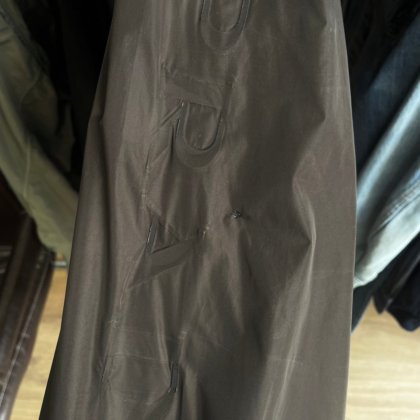 Prada Sport Brown 2007 Sleeve Spellout Nylon Hooded Windbreaker Jacket | X-Large, Brown
