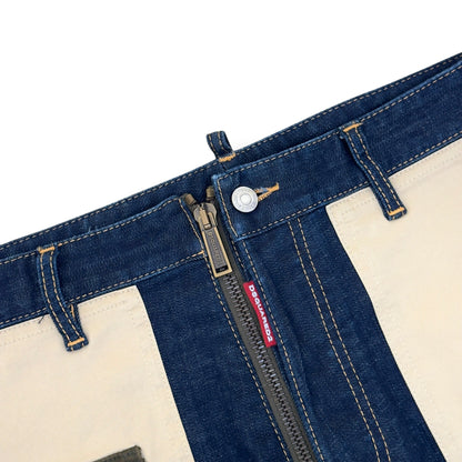 DSQUARED2 CROPPED CAMO MULTI POCKET COMBAT DENIM JEANS BLUE 50 / L | Large, Multicoloured