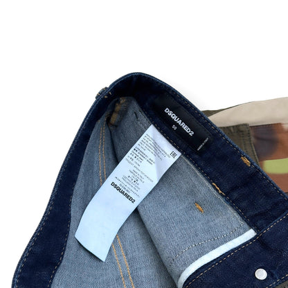 DSQUARED2 CROPPED CAMO MULTI POCKET COMBAT DENIM JEANS BLUE 50 / L | Large, Multicoloured
