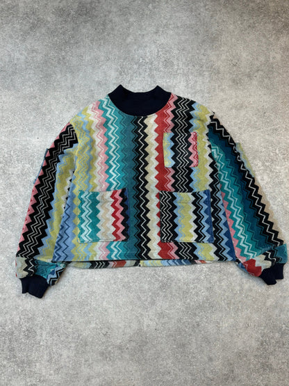 VT Rework: Missoni Classic Multicolour Pattern Pockets Fleece Sweater