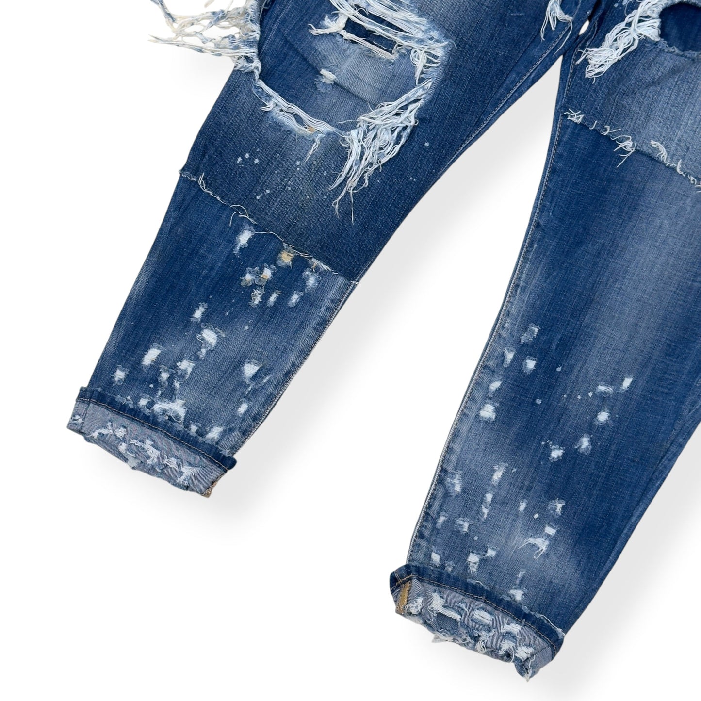 DSQUARED2 CROPPED DISTRESSED DENIM JEANS BLUE 50 / L | Large, Blue