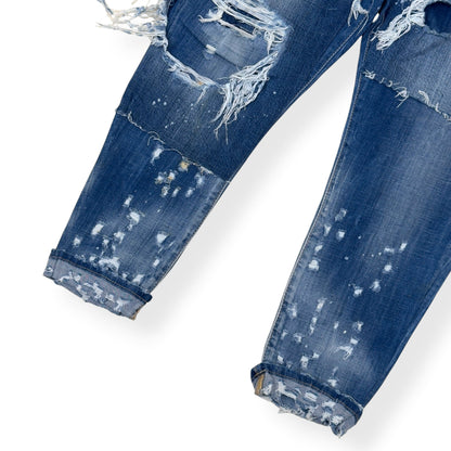 DSQUARED2 CROPPED DISTRESSED DENIM JEANS BLUE 50 / L | Large, Blue