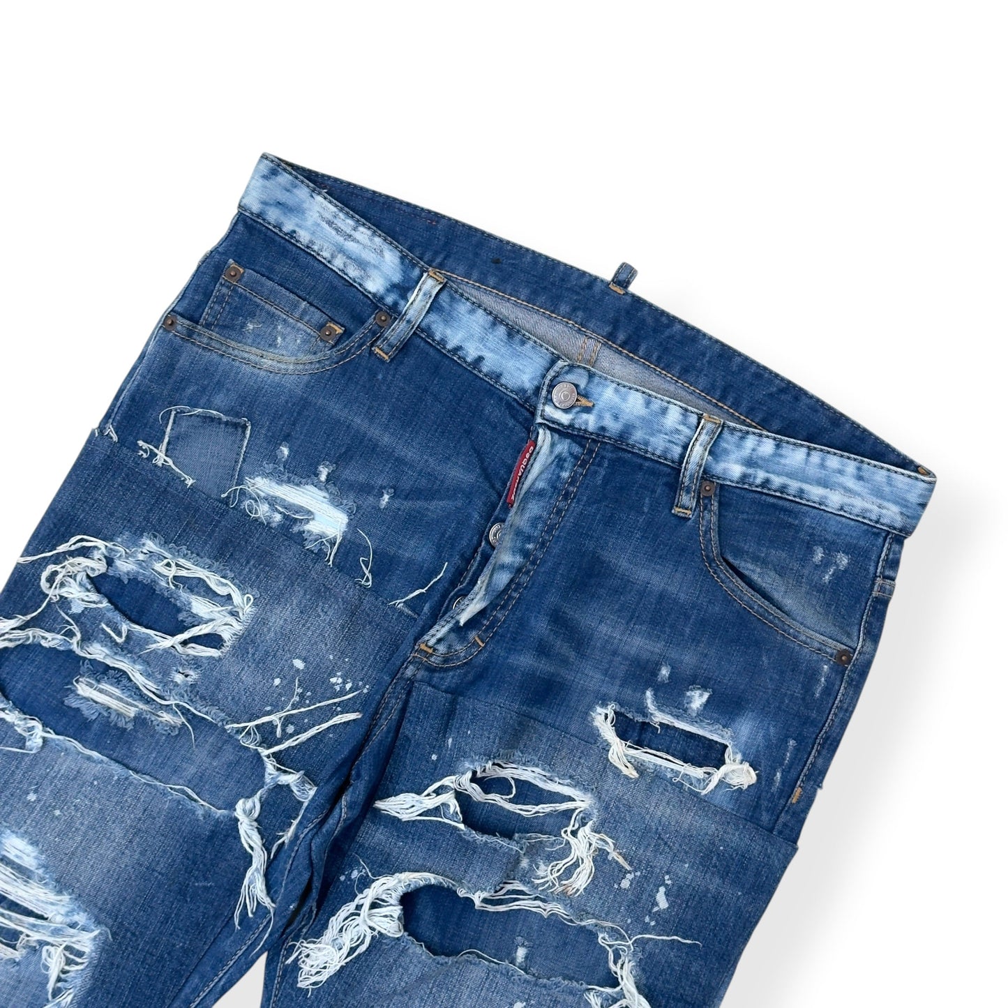 DSQUARED2 CROPPED DISTRESSED DENIM JEANS BLUE 50 / L | Large, Blue