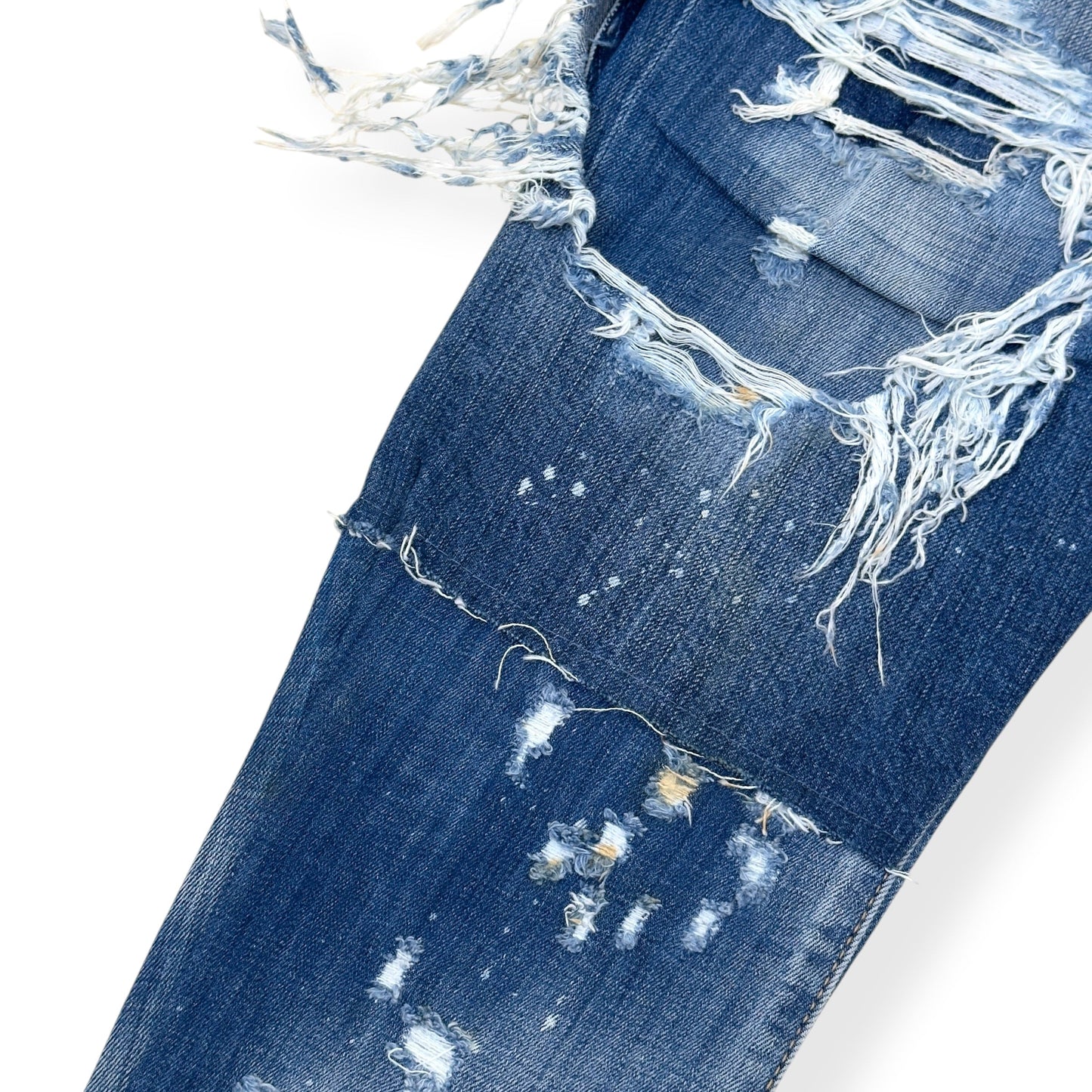 DSQUARED2 CROPPED DISTRESSED DENIM JEANS BLUE 50 / L | Large, Blue