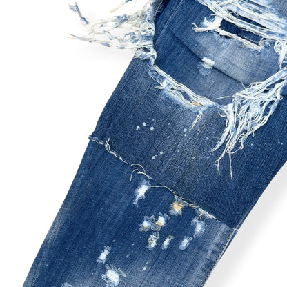 DSQUARED2 CROPPED DISTRESSED DENIM JEANS BLUE 50 / L | Large, Blue