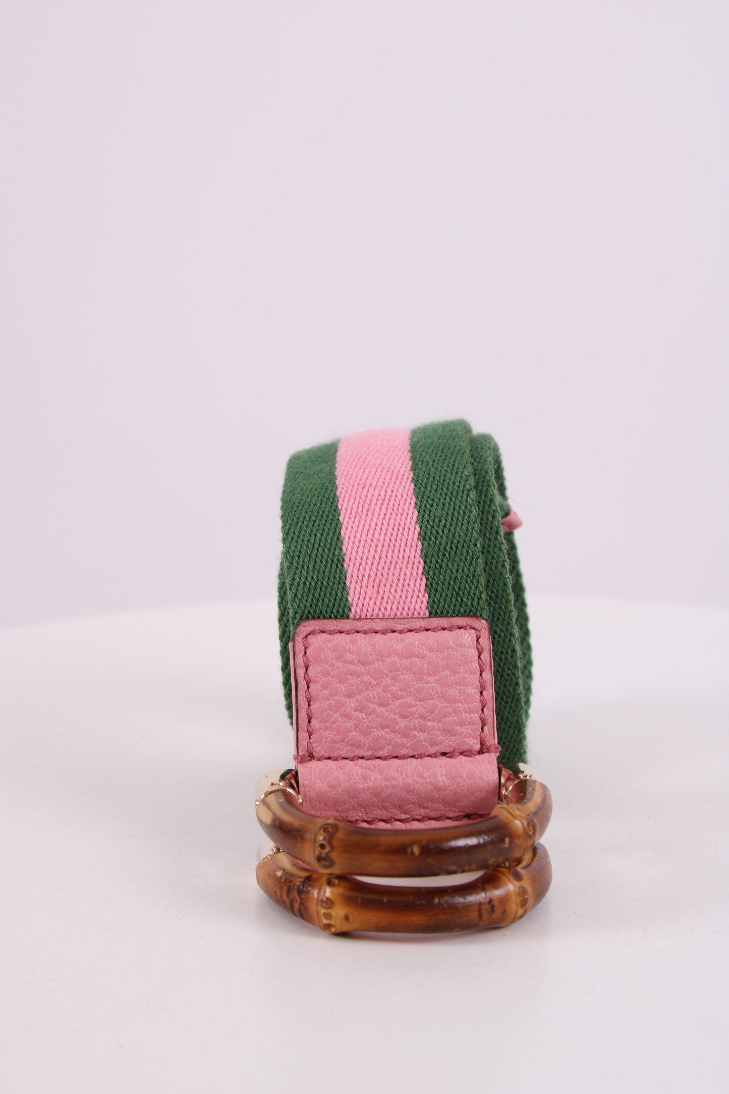 Gucci Stripe Bamboo Buckle Belt Green/ Pink 80.32 | O/S, Multicoloured