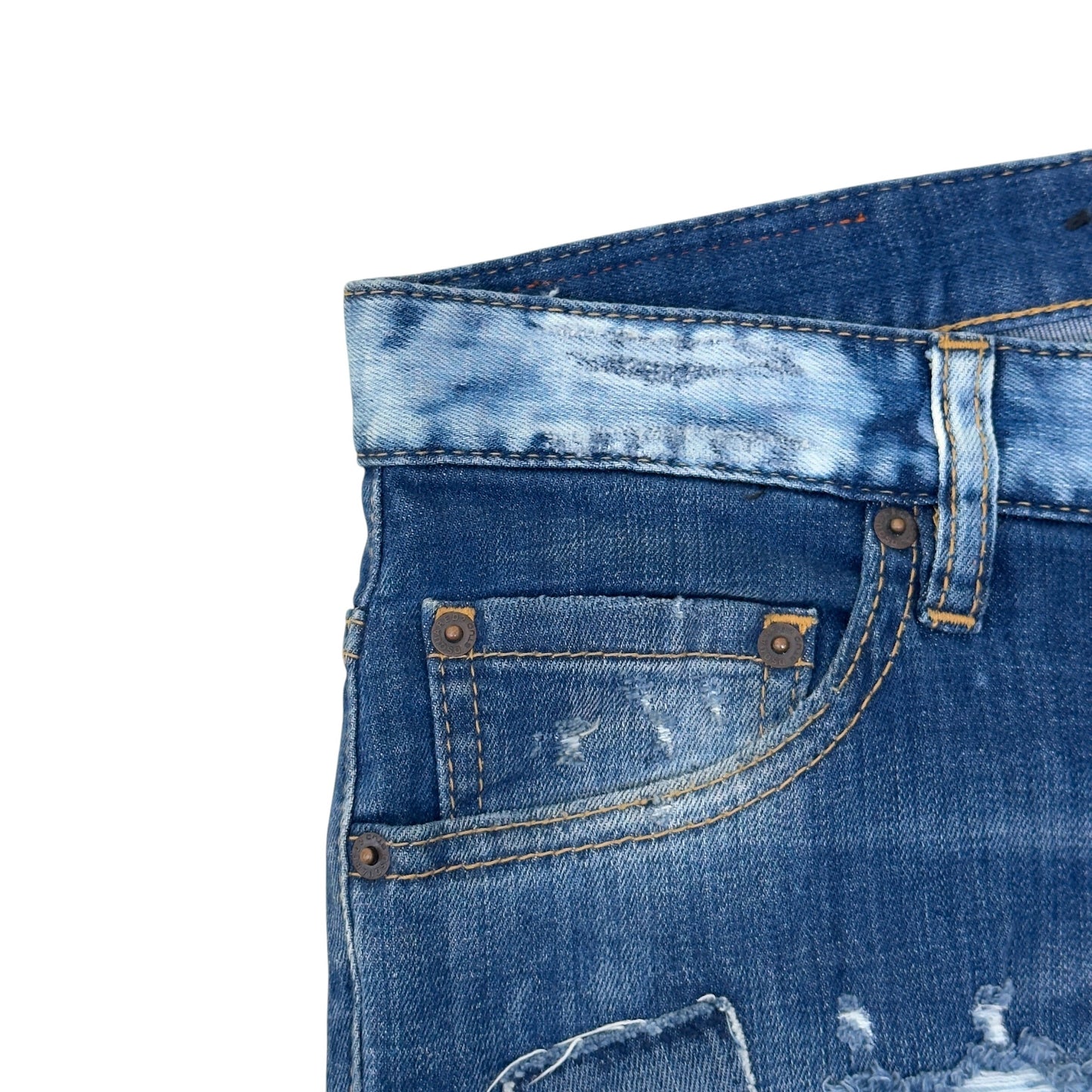 DSQUARED2 CROPPED DISTRESSED DENIM JEANS BLUE 50 / L | Large, Blue
