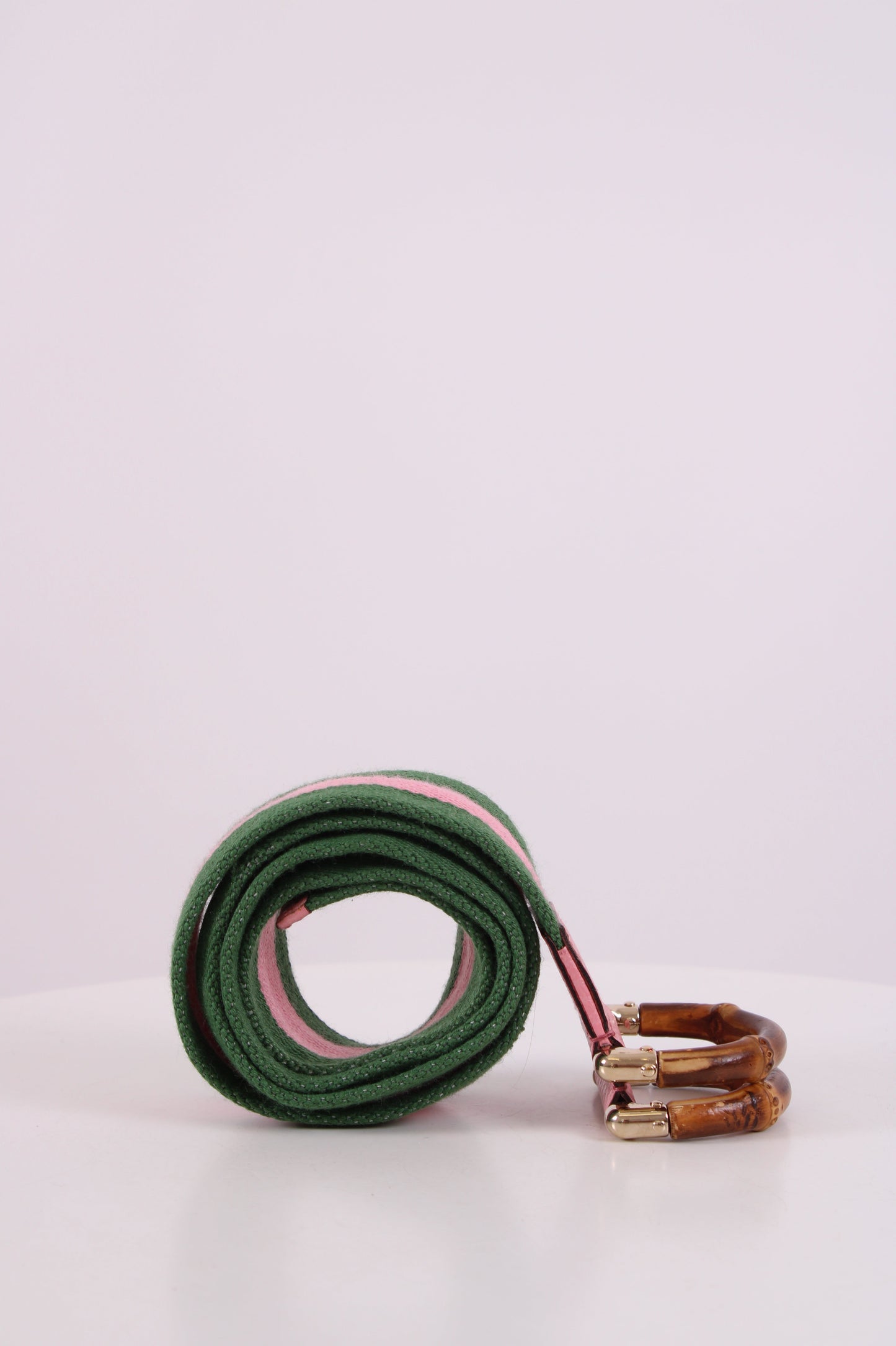 Gucci Stripe Bamboo Buckle Belt Green/ Pink 80.32 | O/S, Multicoloured