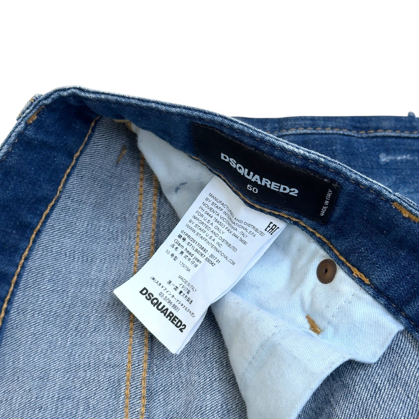 DSQUARED2 CROPPED DISTRESSED DENIM JEANS BLUE 50 / L | Large, Blue