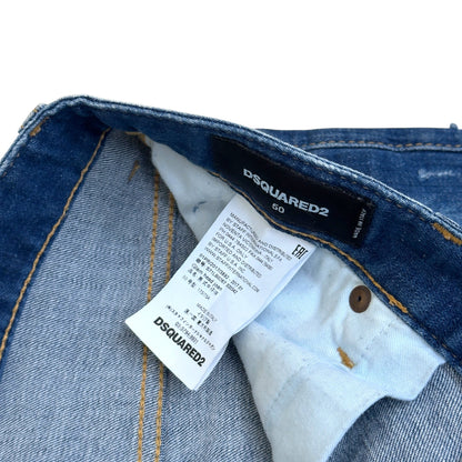 DSQUARED2 CROPPED DISTRESSED DENIM JEANS BLUE 50 / L | Large, Blue