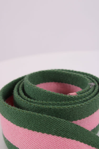 Gucci Stripe Bamboo Buckle Belt Green/ Pink 80.32 | O/S, Multicoloured