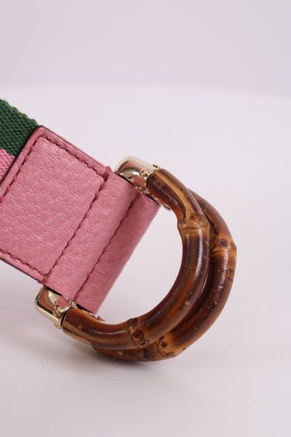 Gucci Stripe Bamboo Buckle Belt Green/ Pink 80.32 | O/S, Multicoloured