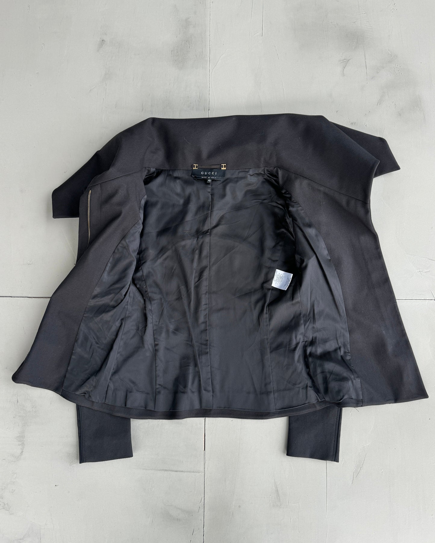 GUCCI BY TOM FORD FW2003 ASYMMETRIC HIGH COLLAR JACKET | S/M, Brown