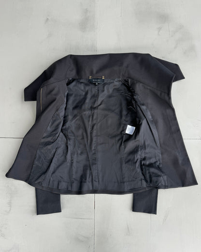 GUCCI BY TOM FORD FW2003 ASYMMETRIC HIGH COLLAR JACKET | S/M, Brown