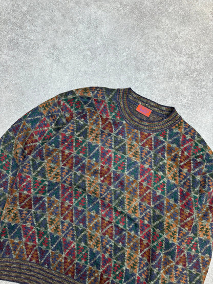 Missoni Multicolour Triangle Pattern Merino Wool Blended Sweater