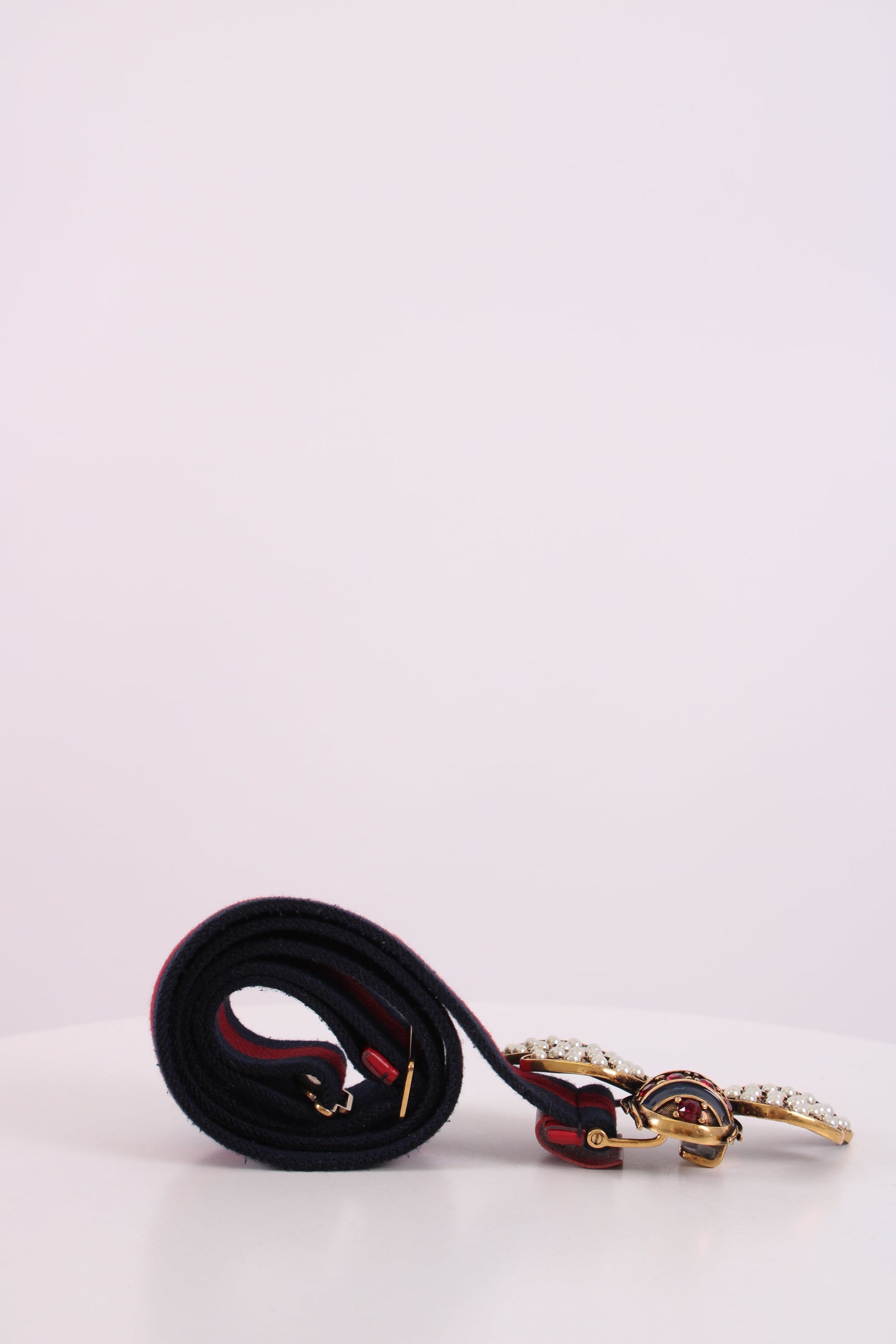 Gucci Embellished Bee Belt Navy/ Red 90 | O/S, Multicoloured