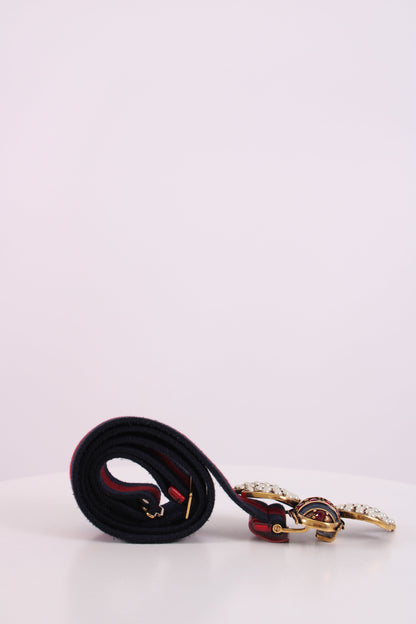 Gucci Embellished Bee Belt Navy/ Red 90 | O/S, Multicoloured