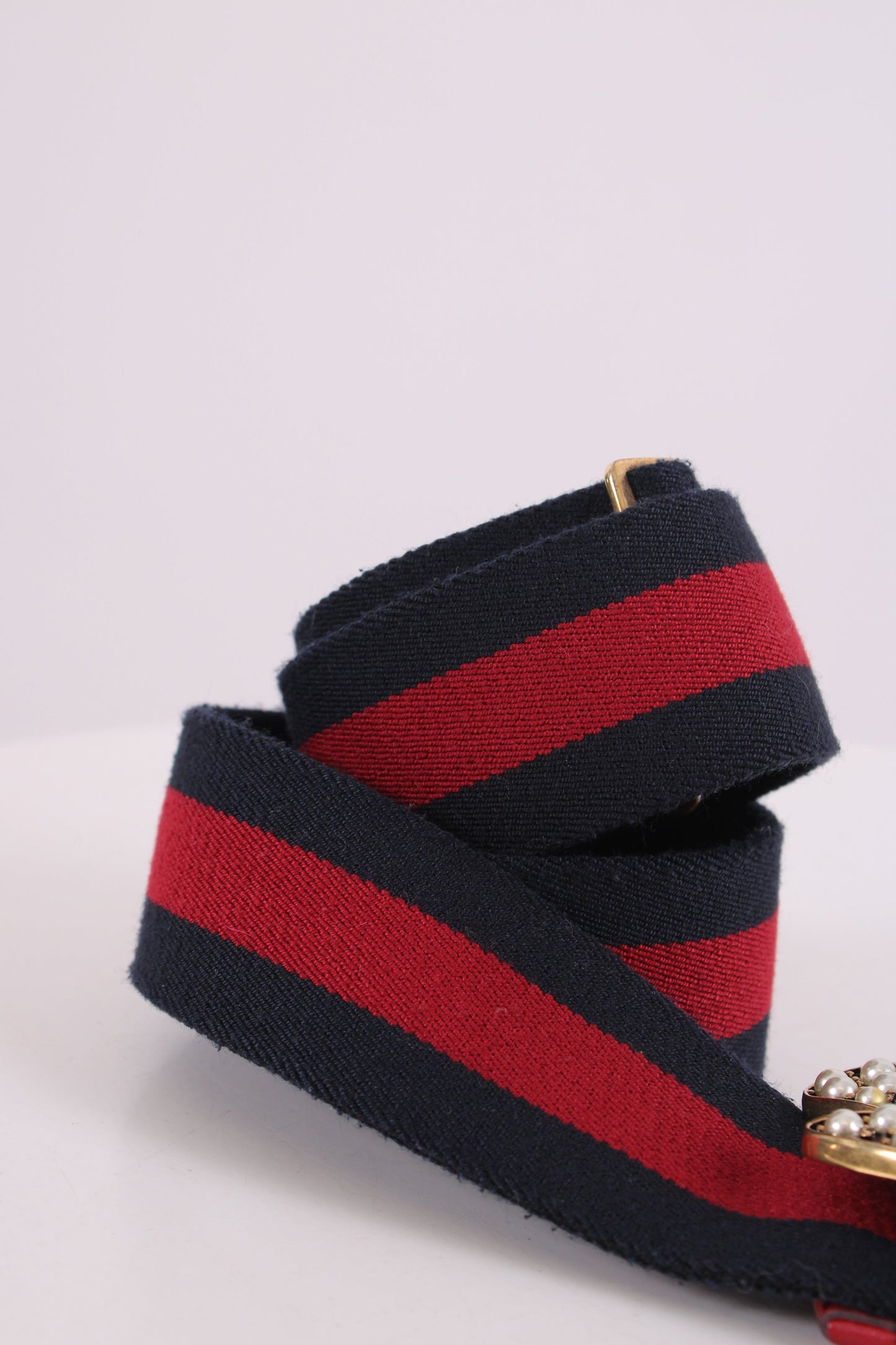 Gucci Embellished Bee Belt Navy/ Red 90 | O/S, Multicoloured