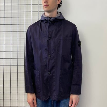 Stone Island Navy SS05 Concealed Hood Chore Jacket | Large, Navy
