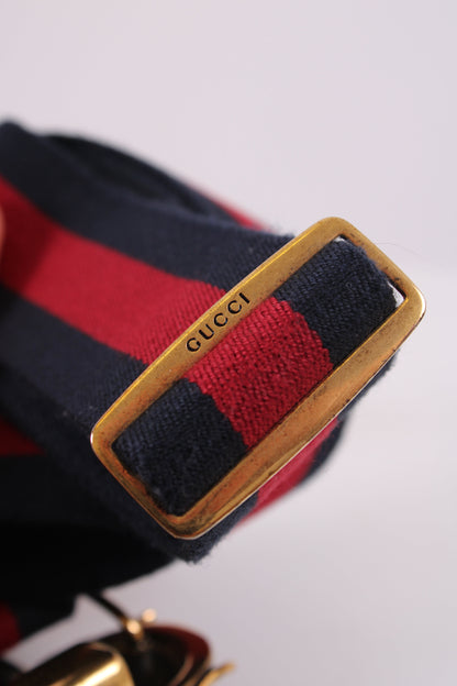 Gucci Embellished Bee Belt Navy/ Red 90 | O/S, Multicoloured