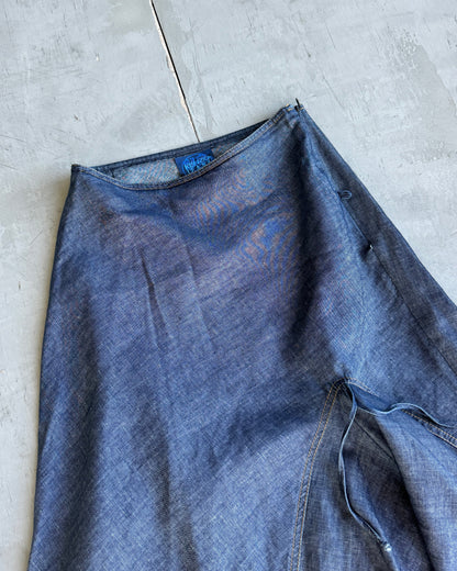 Kenzo Asymmetric Blue Cotton Maxi Skirt - S