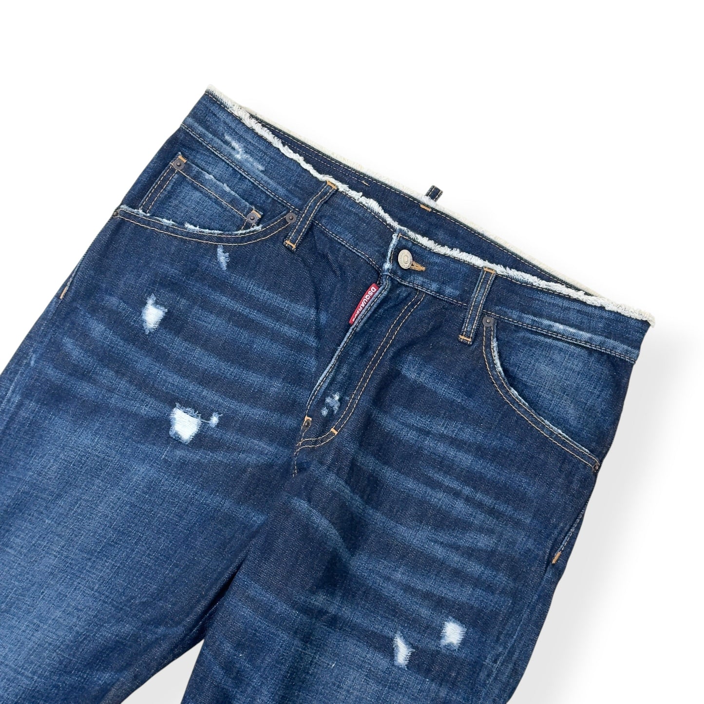 DSQUARED2 CROPPED TARTAN CUFF DENIM JEANS BLUE 46 / S | Small, Multicoloured