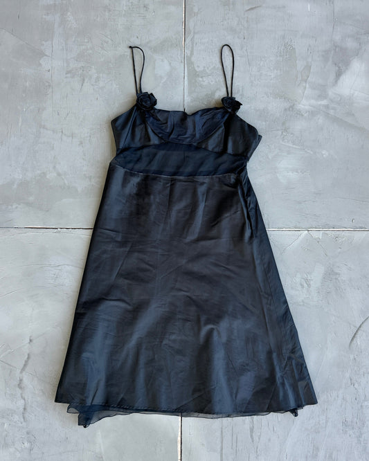 Miu Miu Silk Sheer Panel Flower Dress - M