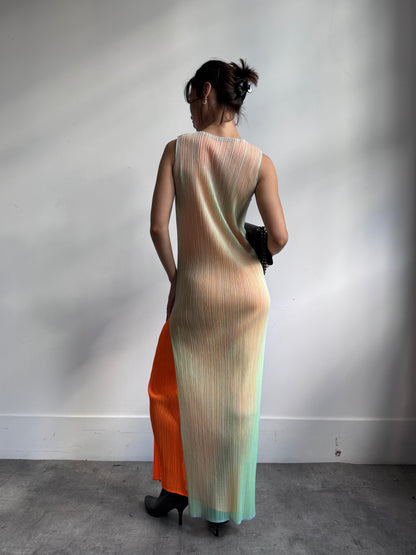 Issey Miyake Pleats Please Mesh Pleated Maxi Dress | O/S, Multicoloured