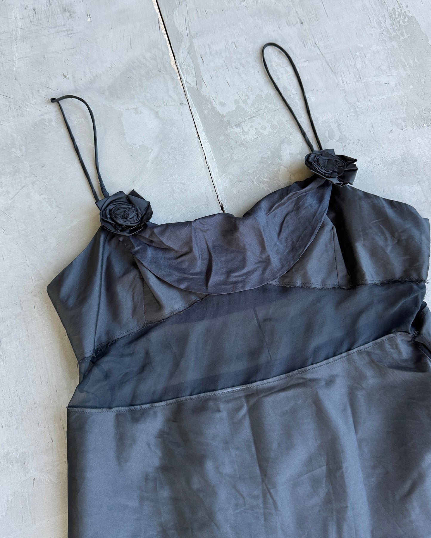 Miu Miu Silk Sheer Panel Flower Dress - M