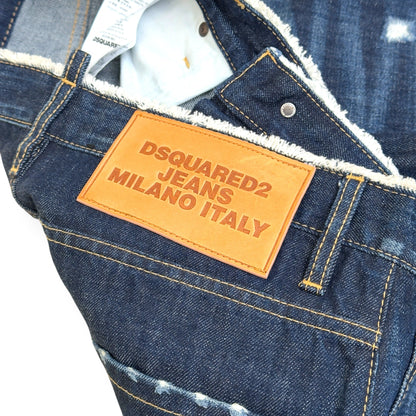 DSQUARED2 CROPPED TARTAN CUFF DENIM JEANS BLUE 46 / S | Small, Multicoloured