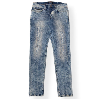 PHILIPP PLEIN ILLEGAL FIGHT CLUB STRAIGHT CUT DENIM JEANS CALIFORNIA BLUE L | Large, Blue