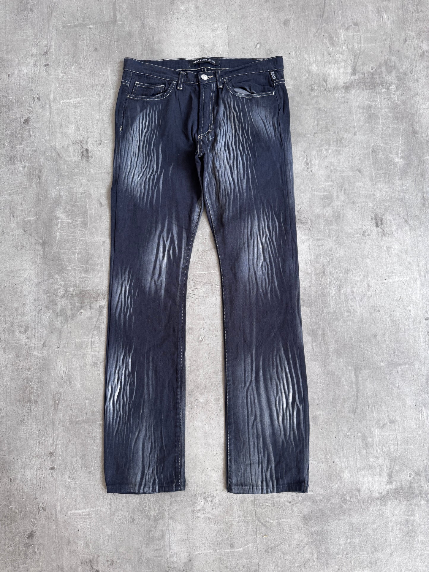 Versace Black Bleach Effect Style Denim Jeans SC: 5782