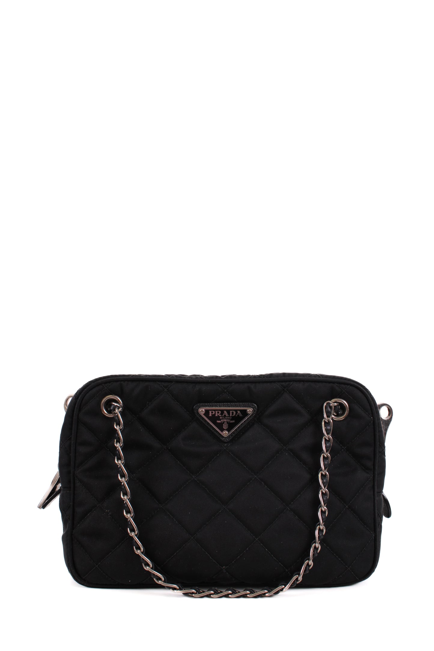 Prada Quilted Nylon Tessuto Shoulder Bag Medium Black | O/S, Black