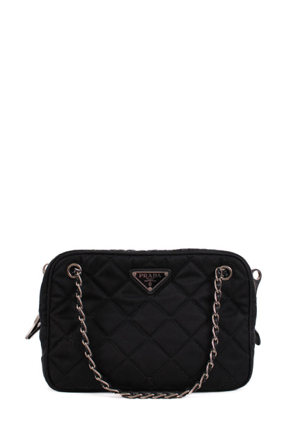 Prada Quilted Nylon Tessuto Shoulder Bag Medium Black | O/S, Black