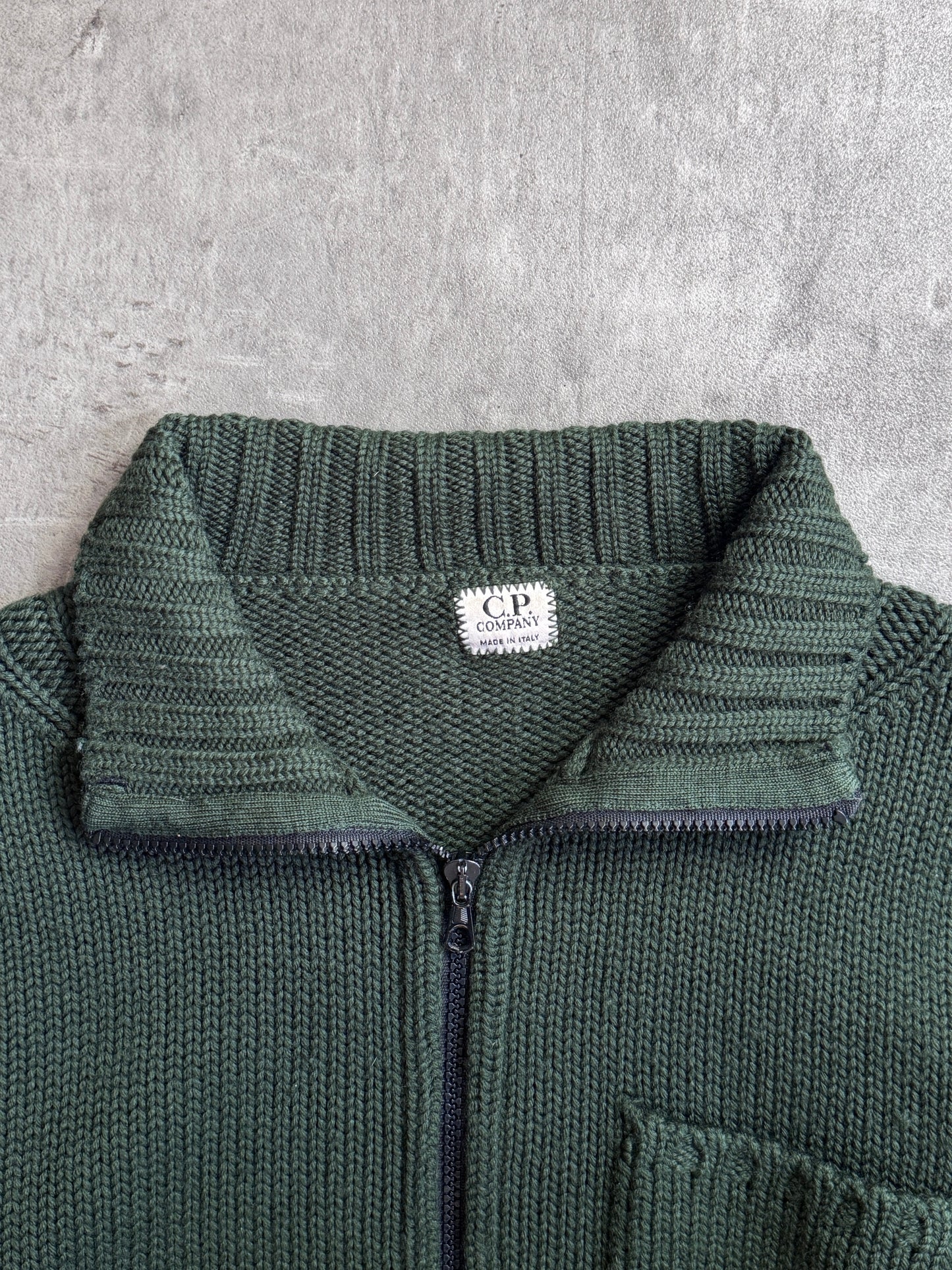 A/W 1997 C.P. Company Forest Green Zip Knit Sweater