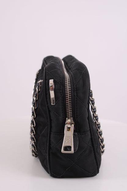 Prada Quilted Nylon Tessuto Shoulder Bag Medium Black | O/S, Black