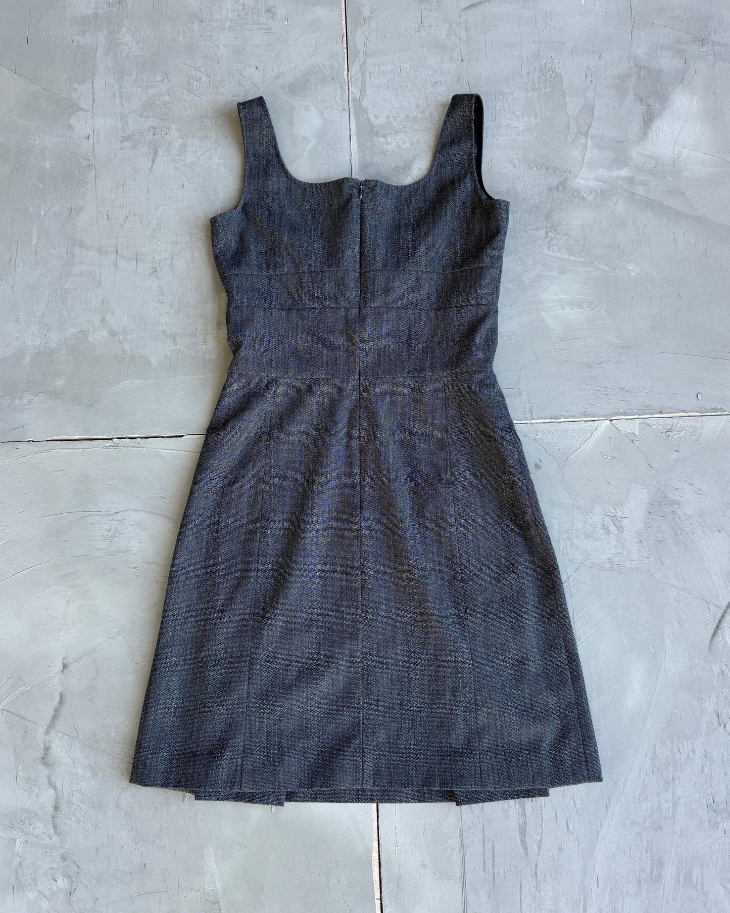 Miu Miu Wool Midi Prep Dress | Medium, Grey